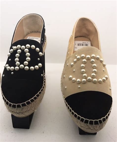 chanel espadrilles pearl|chanel espadrilles women.